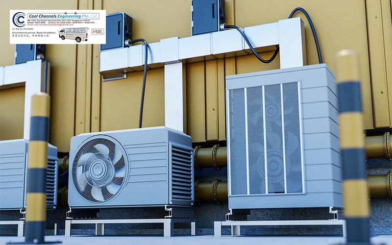 Air conditioning outdoor unit compressor install outside the building