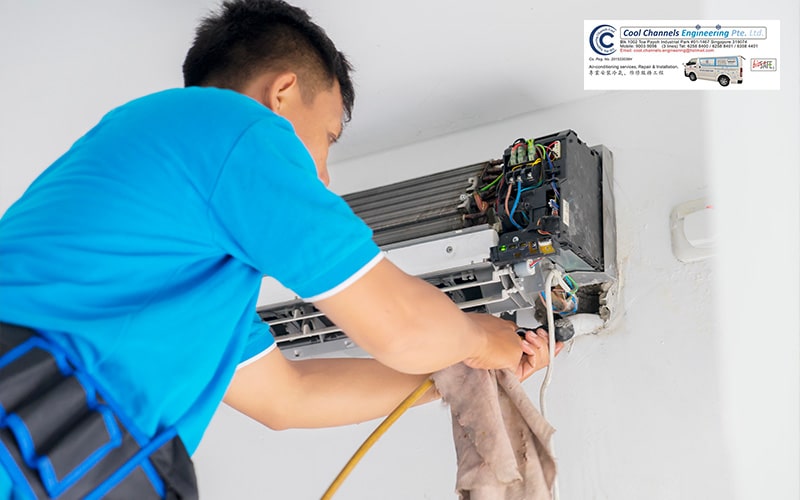 Cool Channels technician servicing an aircon unit